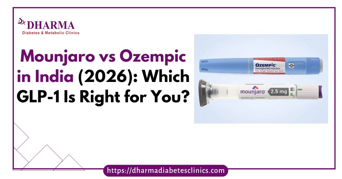 Mounjaro vs Ozempic in India 2026 comparison showing GLP-1 weight loss and diabetes injection pens for type 2 diabetes treatment