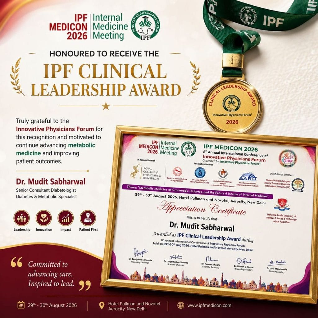 Dr. Mudit Sabharwal receiving the IPF Clinical Leadership Award at IPF MEDICON 2026
