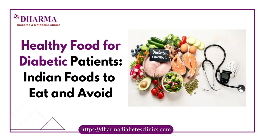 Healthy food for diabetic patients in India with vegetables, protein, whole grains and diabetes-friendly foods